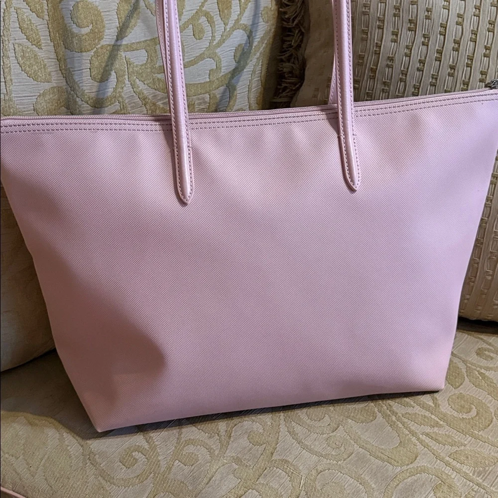 LACOSTE Large L.12.12 Concept Tote Bag, small wallet and wristlet bundle Pink - Picture 5 of 16